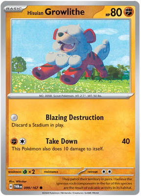 Hisuian Growlithe Twilight Masquerade Pokemon Single 099/167