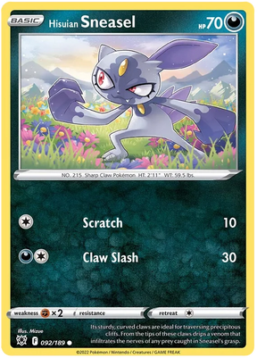 Hisuian Sneasel Astral Radiance Pokemon Card Singles 092/189
