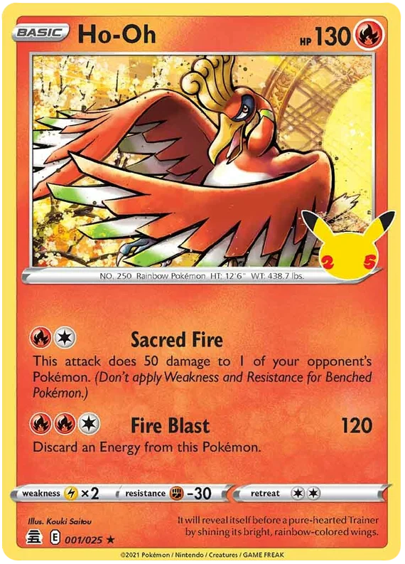 Ho-Oh Celebrations Pokemon Card Single 001/025