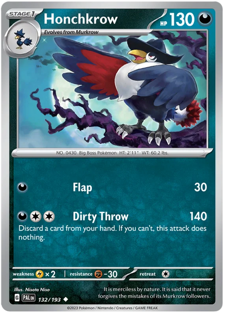 Honchkrow Paldea Evolved Single Pokemon Card