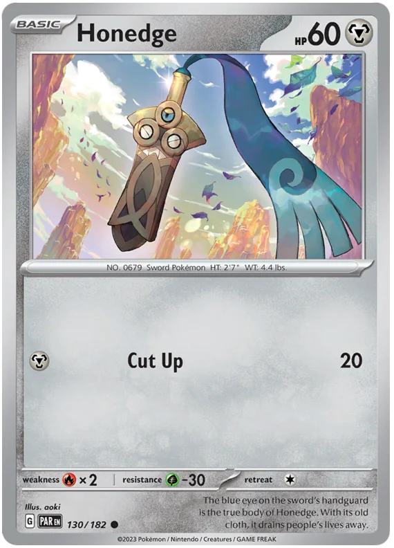 Honedge 130 Paradox Rift Single Pokemon Card 130/182