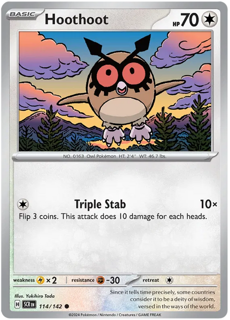 Hoothoot Stellar Crown Pokemon Single Card 114/142