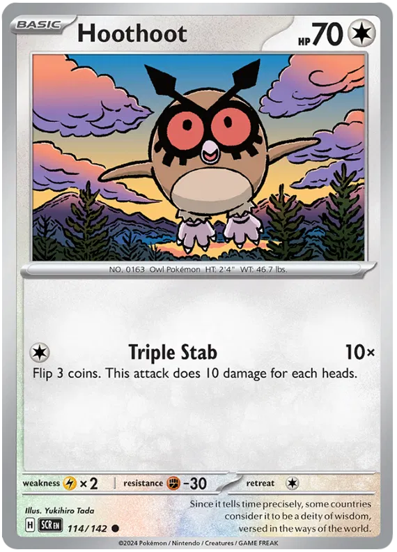 Hoothoot Stellar Crown Pokemon Single Card 114/142