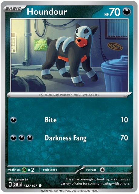 Houndour 132 Obsidian Flames Single Pokemon Card