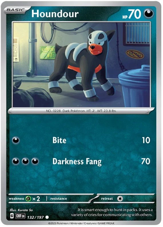 Houndour 132 Obsidian Flames Single Pokemon Card