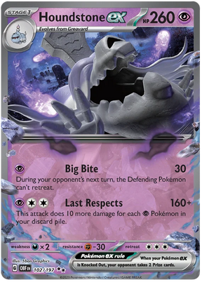 Houndstone ex Obsidian Flames Single Pokemon Card
