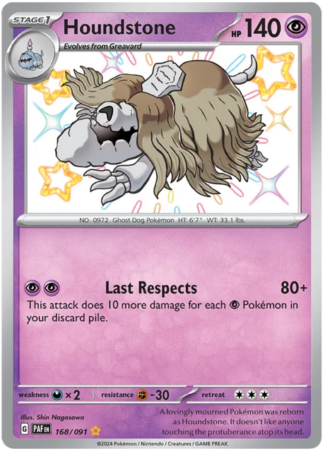 Houndstone Paldean Fates Pokemon Card Single 168/091