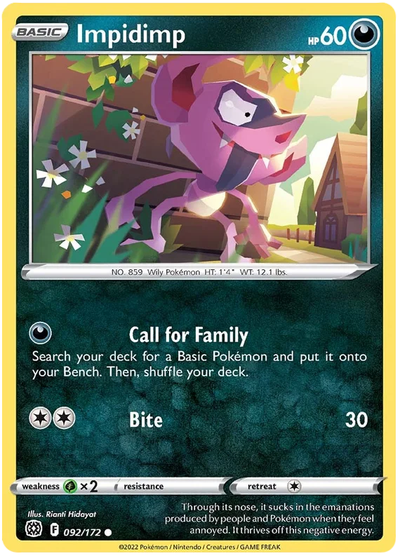 Impidimp Brilliant Stars Pokemon Card Singles 092/172