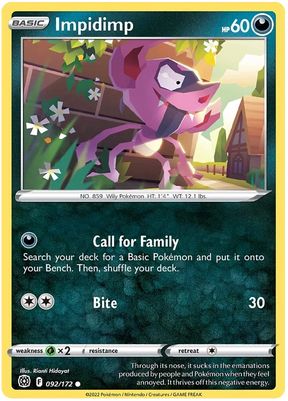 Impidimp Brilliant Stars Pokemon Card Singles 092/172