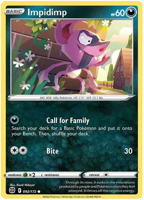 Impidimp Brilliant Stars Pokemon Card Singles 092/172