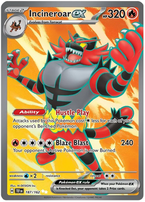 incineroar ex Temporal Forces Pokemon Single 187/162