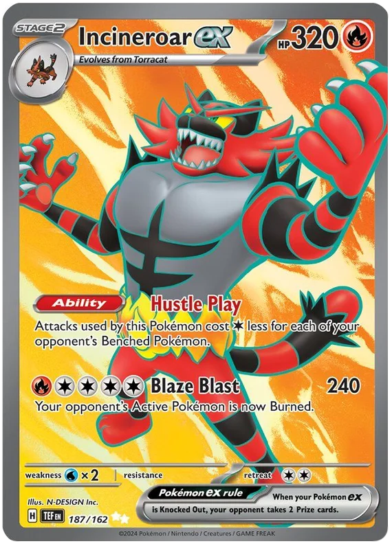 incineroar ex Temporal Forces Pokemon Single 187/162