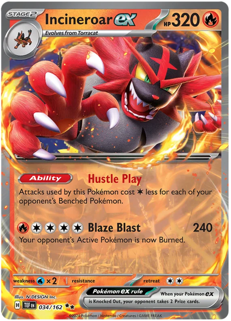 incineroar ex Temporal Forces Pokemon Single 034/162