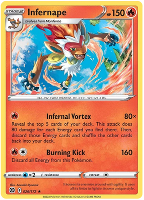 Infernape Brilliant Stars Pokemon Card Singles 026/172