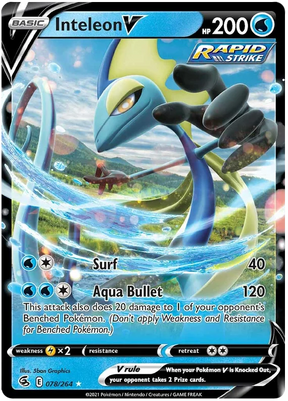Inteleon V Fusion Strike Pokemon Card Singles 078/264