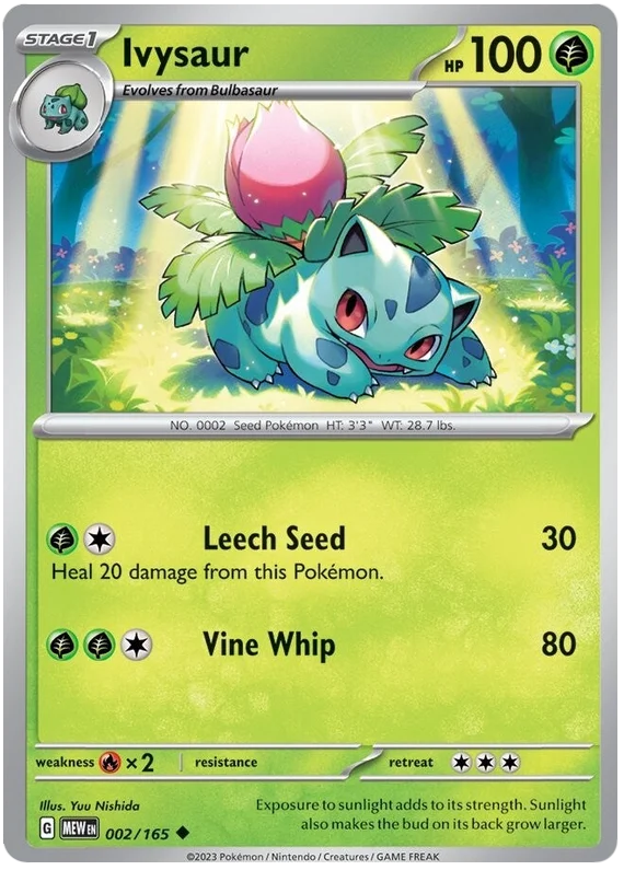 pokemon card single Ivysaur 151 Single Pokemon Card 002/165 – Favorite Hobby
