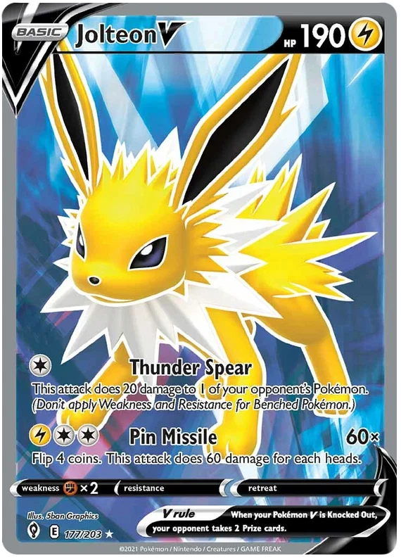 Jolteon V (Full Art) 177/203 - Pokemon TCG Evolving Skies card