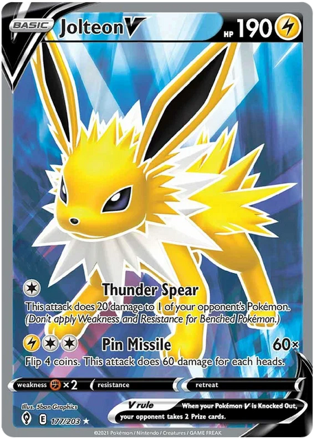 Jolteon V (Full Art) 177/203 - Pokemon TCG Evolving Skies card