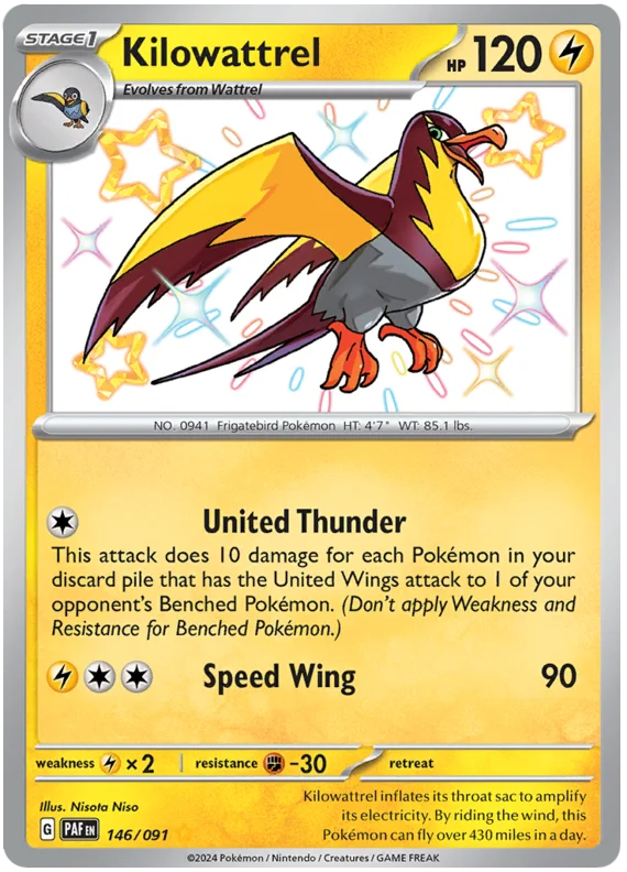 Kilowattrel Paldean Fates Pokemon Card Single 146/091