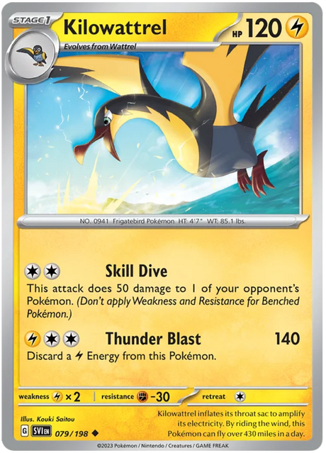Kilowattrel Scarlet & Violet Base Set Pokemon Card Single