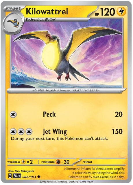 Kilowattrel Paldea Evolved Single Pokemon Card