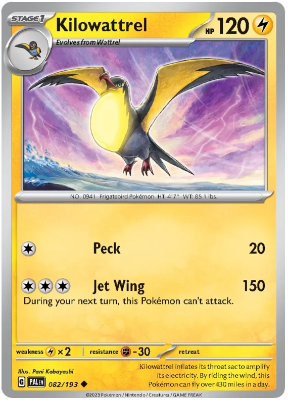 Kilowattrel Paldea Evolved Single Pokemon Card