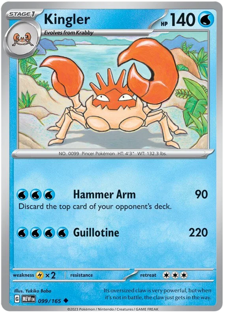 Kingler 151 Single Pokemon Card