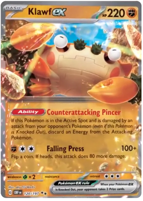 Klawf ex Obsidian Flames Single Pokemon Card