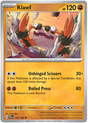 Klawf Paradox Rift Single Pokemon Card 105/182
