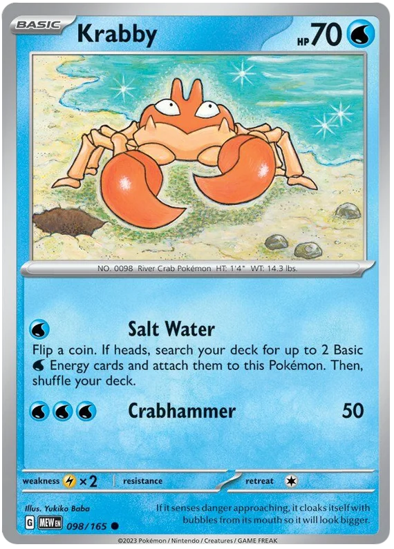 Krabby 151 Single Pokemon Card