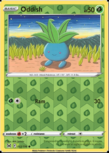 Oddish 001/196, Lost Origin, Reverse Holo finish, representative matte composite