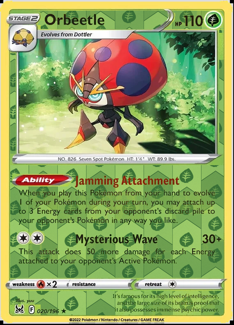 Orbeetle 020/196, Lost Origin, Reverse Holo finish, representative matte composite