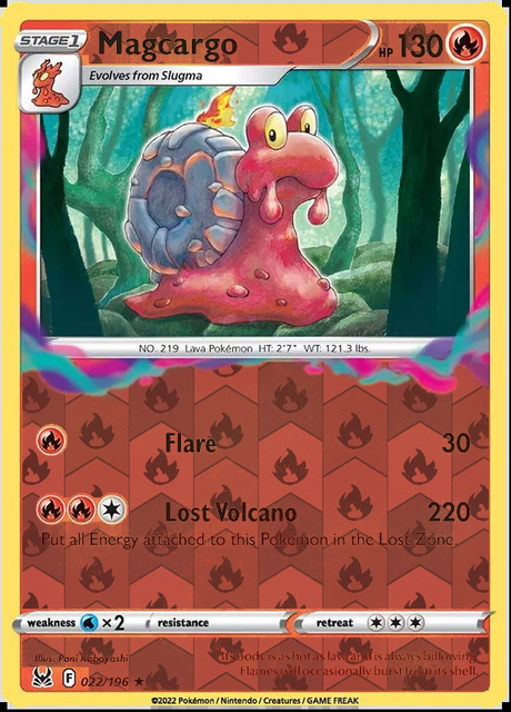 Magcargo 022/196, Lost Origin, Reverse Holo finish, representative matte composite