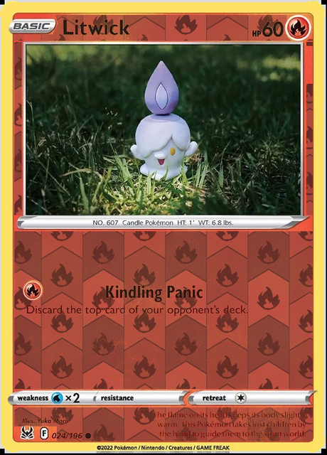 Litwick 024/196, Lost Origin, Reverse Holo finish, representative matte composite