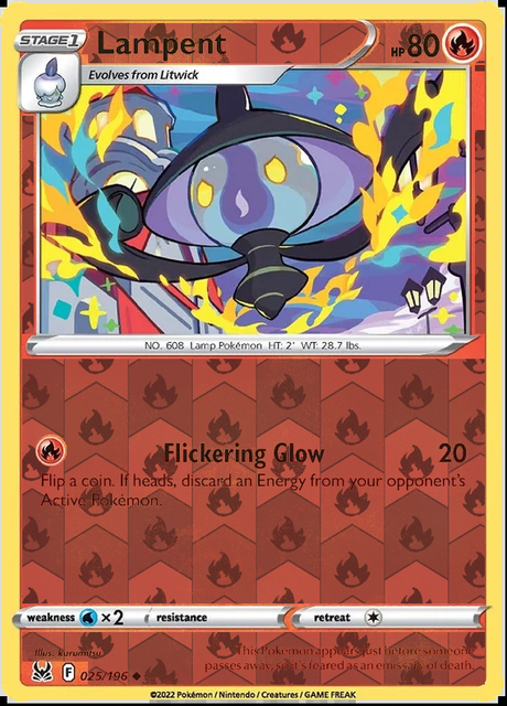 Lampent 025/196, Lost Origin, Reverse Holo finish, representative matte composite