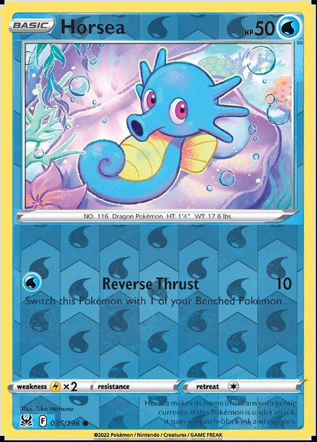 Horsea 035/196, Lost Origin, Reverse Holo finish, representative matte composite