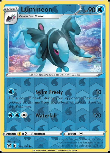 Lumineon 041/196, Lost Origin, Reverse Holo finish, representative matte composite
