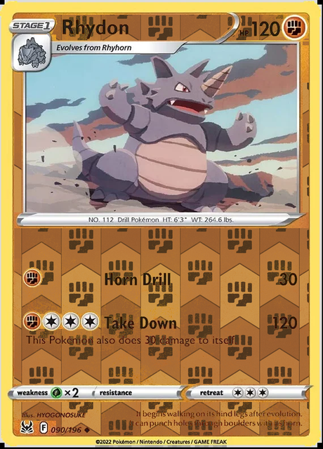 Rhydon 090/196, Lost Origin, Reverse Holo finish, representative matte composite