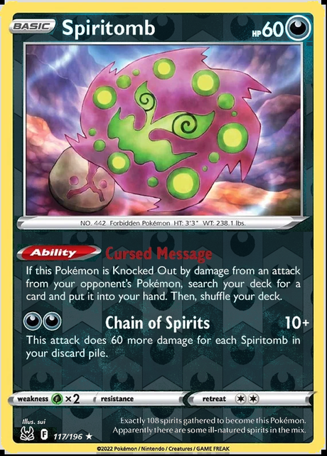 Spiritomb 117/196, Lost Origin, Reverse Holo finish, representative matte composite
