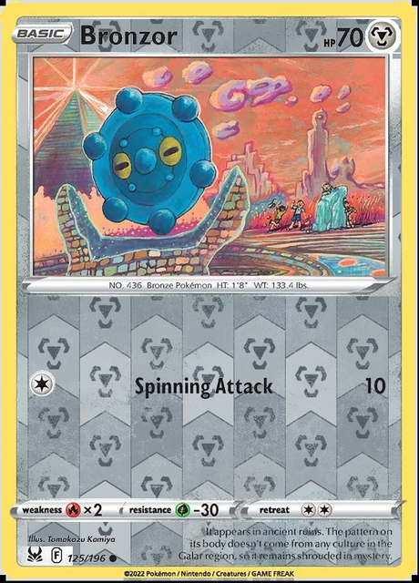 Bronzor 125/196, Lost Origin, Reverse Holo finish, representative matte composite
