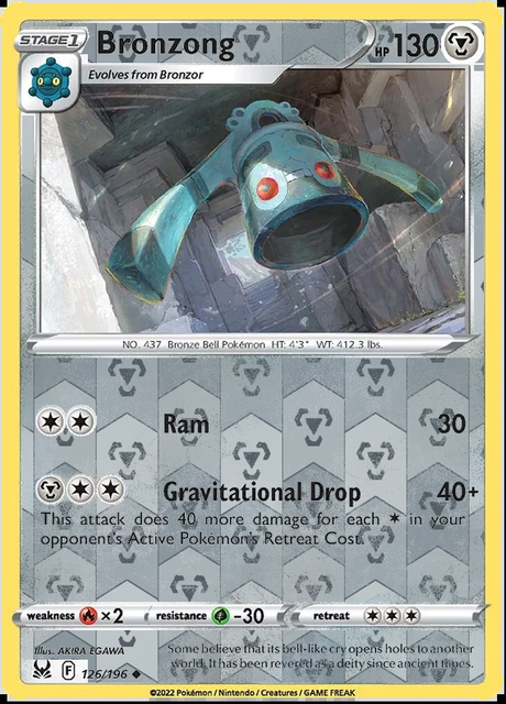 Bronzong 126/196, Lost Origin, Reverse Holo finish, representative matte composite