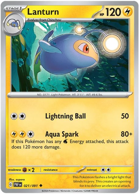 Lanturn Paldean Fates Pokemon Card Single 021/091
