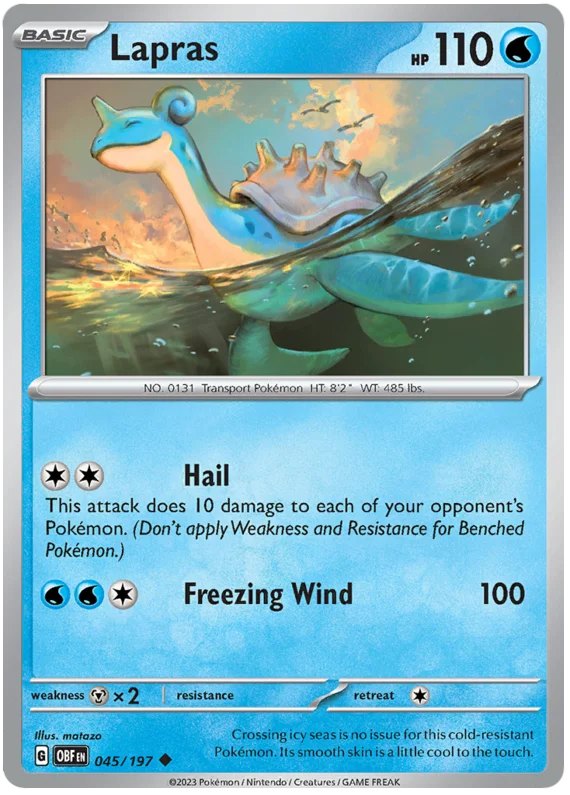 Lapras Obsidian Flames Single Pokemon Card