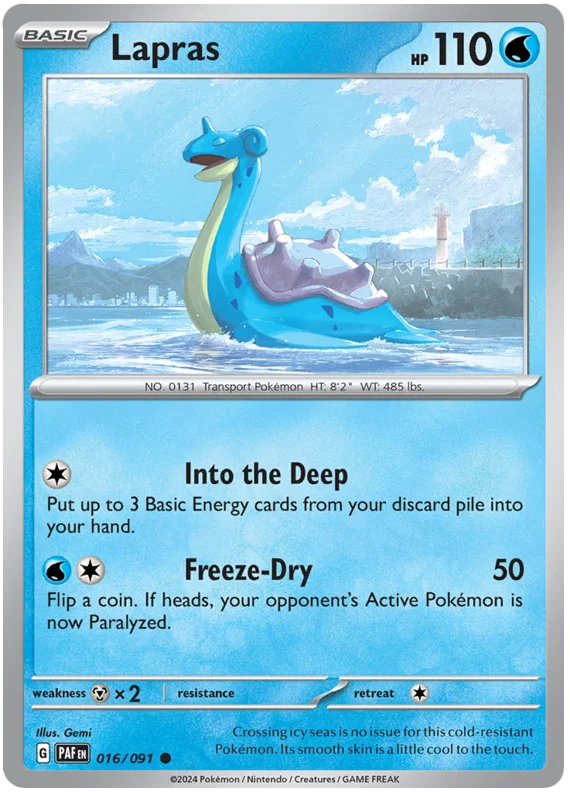 Lapras Paldean Fates Pokemon Card Single 016/091