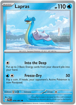 Lapras Paldean Fates Pokemon Card Single 016/091