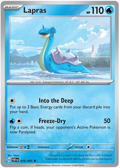 Lapras Paldean Fates Pokemon Card Single 016/091