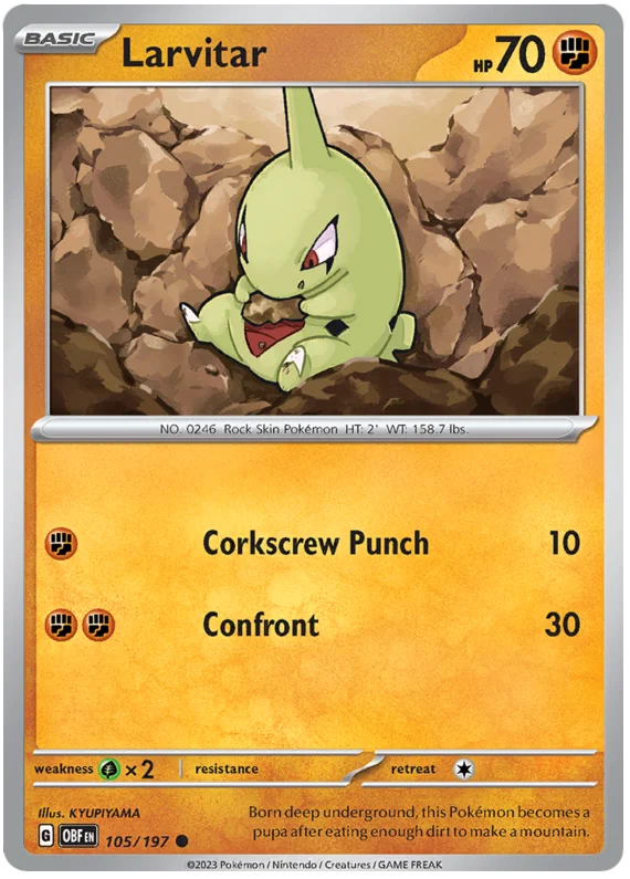 Larvitar Obsidian Flames Single Pokemon Card