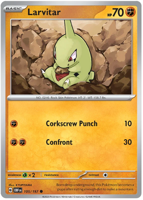 Larvitar Obsidian Flames Single Pokemon Card