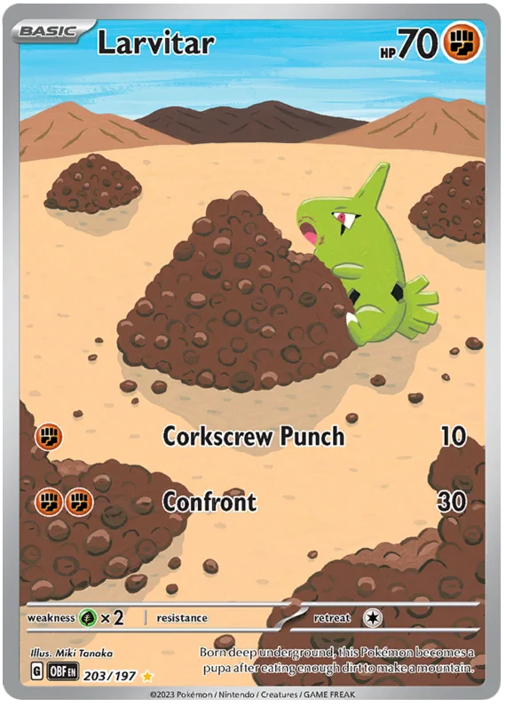 Larvitar Illustration Rare Obsidian Flames Single Pokemon Card