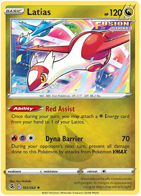 Latias Fusion Strike Pokemon Card Singles 193/264